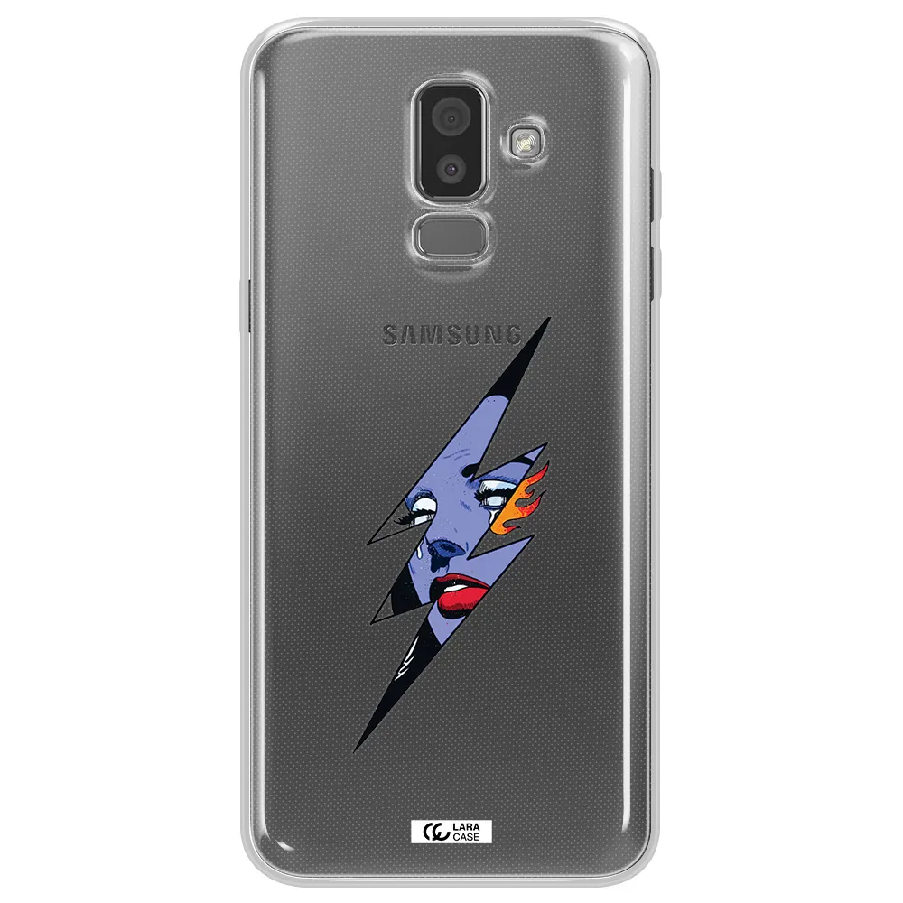a lightning bolt with a woman's face Samsung J8 Clear TPU Case