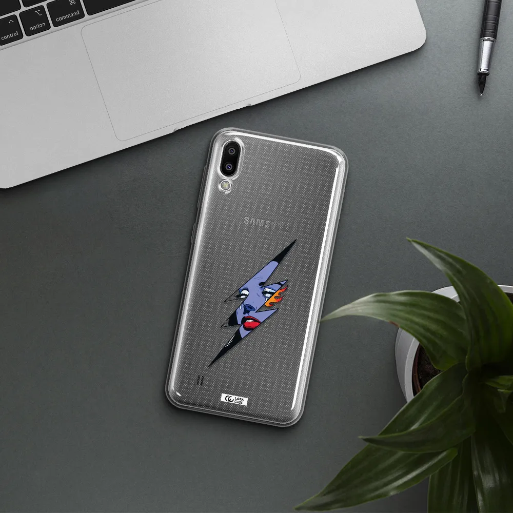 a lightning bolt with a woman's face Samsung M10 Clear TPU Case