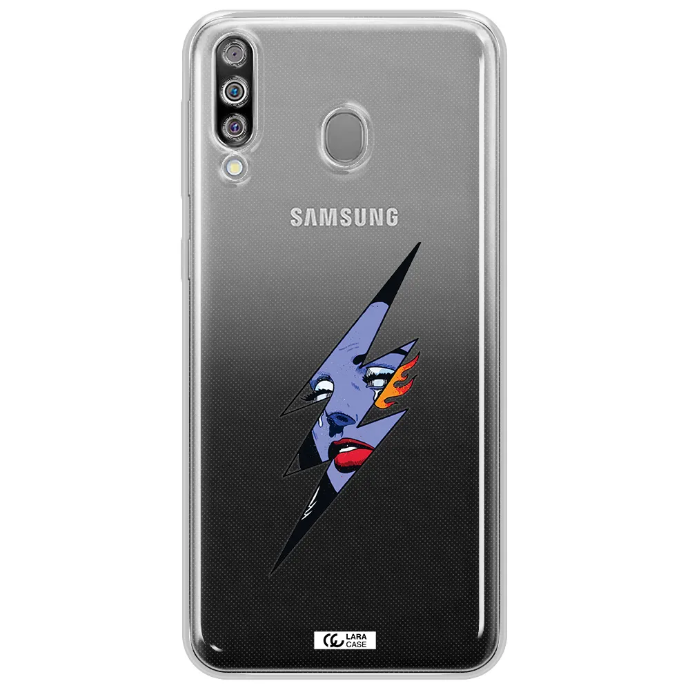 a lightning bolt with a woman's face Samsung M30 Clear TPU Case