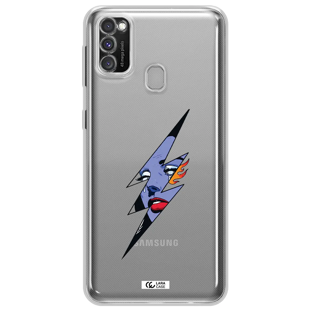 a lightning bolt with a woman's face Samsung M30S Clear TPU Case