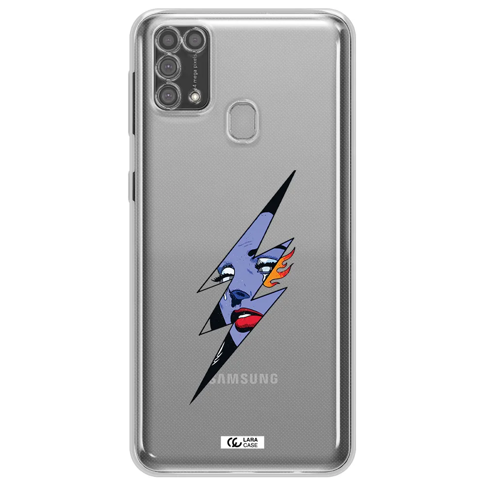 a lightning bolt with a woman's face Samsung M31 Clear TPU Case