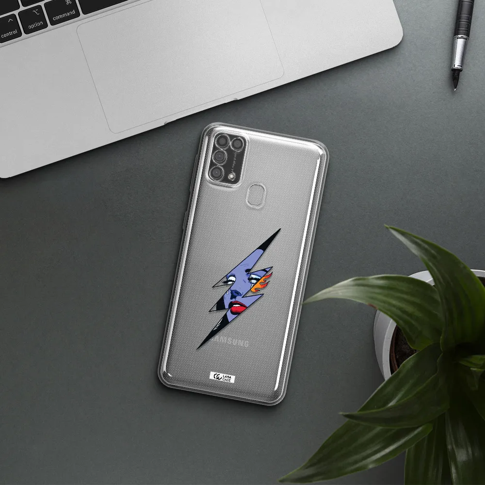 a lightning bolt with a woman's face Samsung M31 Clear TPU Case