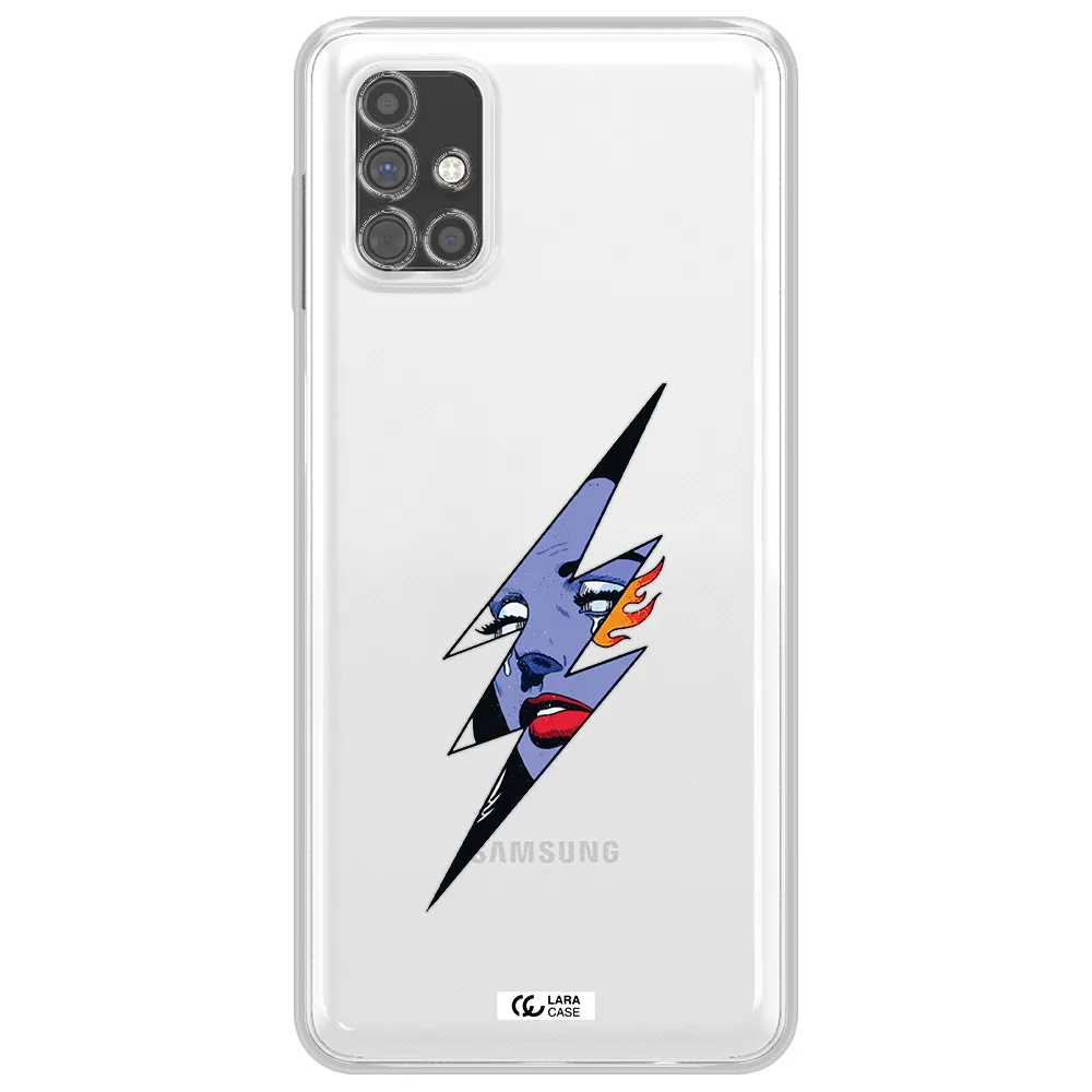 a lightning bolt with a woman's face Samsung M51 Clear TPU Case