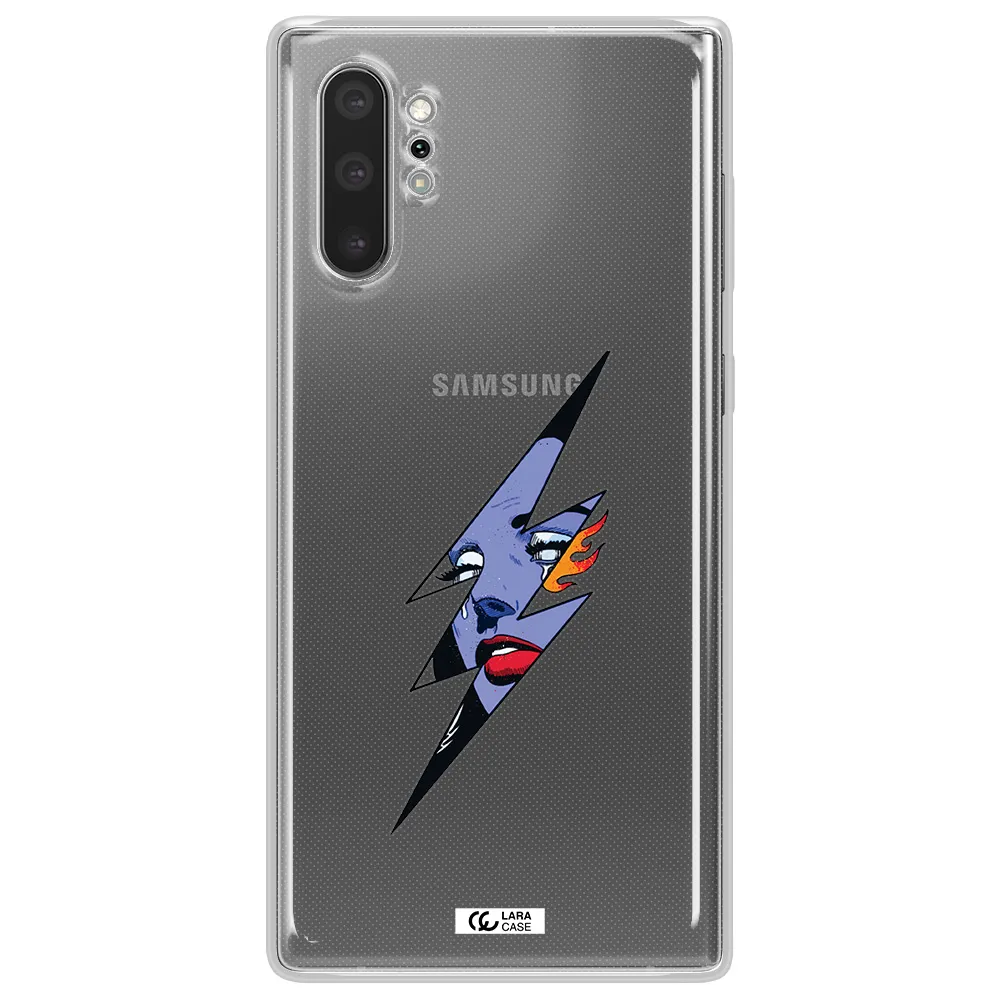 a lightning bolt with a woman's face Samsung Note 10 Plus Clear TPU Case