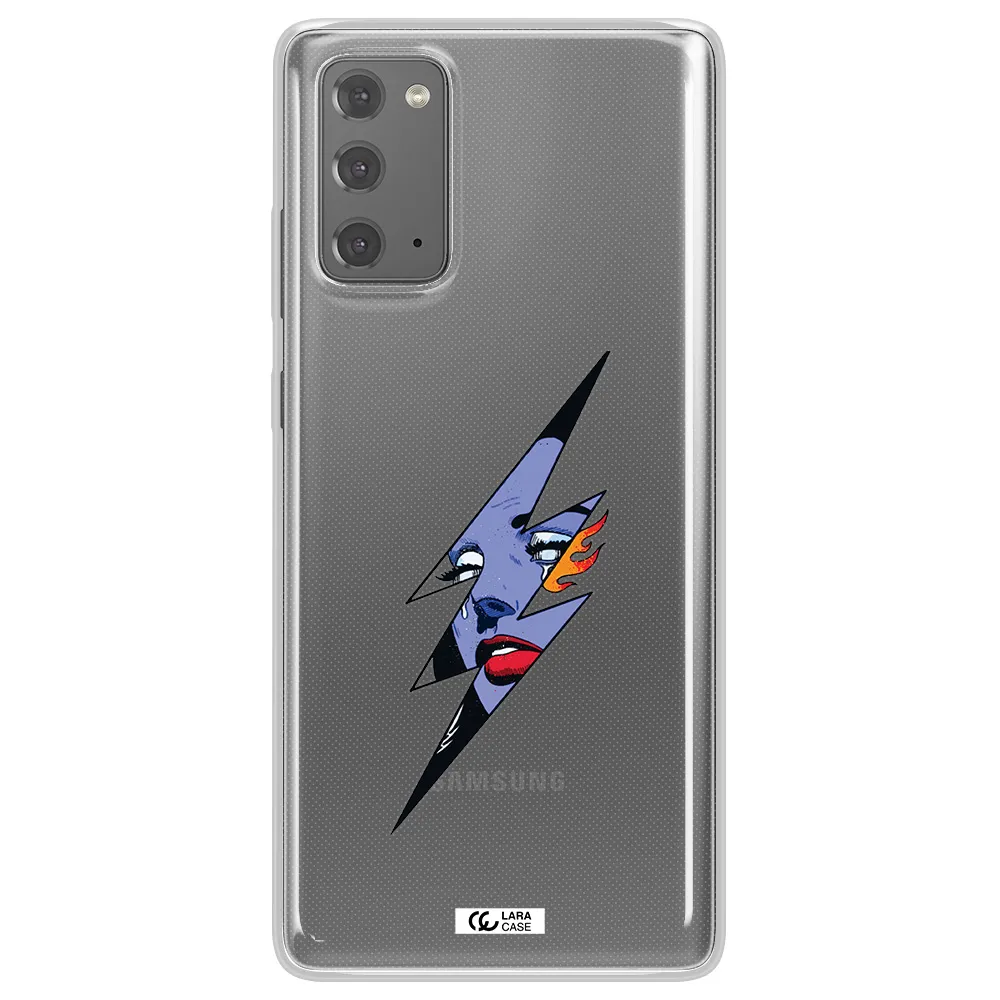 a lightning bolt with a woman's face Samsung Note 20 Clear TPU Case