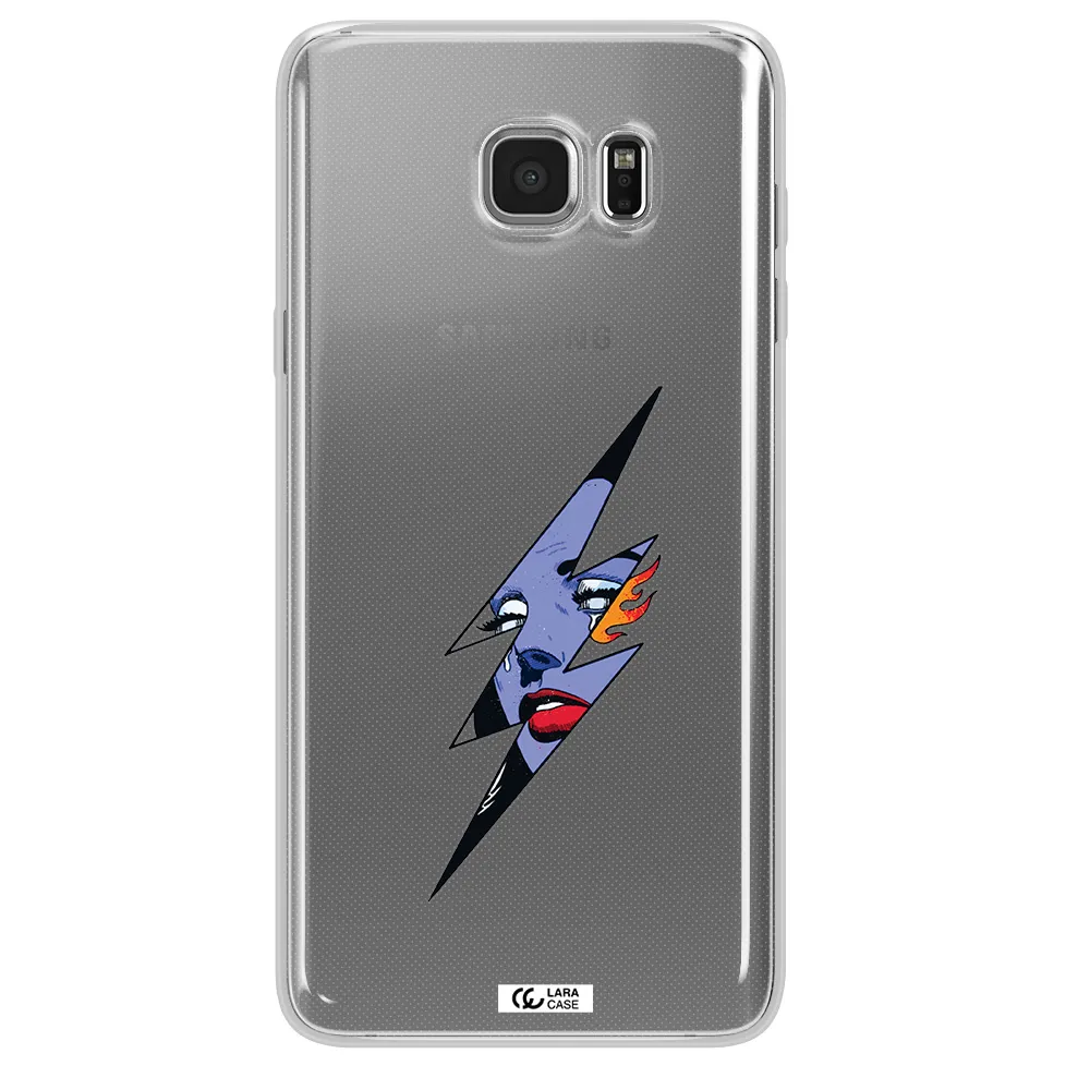 a lightning bolt with a woman's face Samsung Note 5 Clear TPU Case