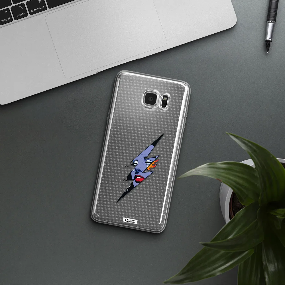 a lightning bolt with a woman's face Samsung Note 5 Clear TPU Case