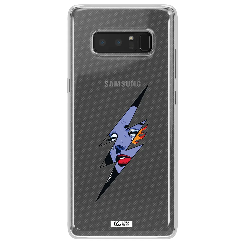 a lightning bolt with a woman's face Samsung Note 8 Clear TPU Case