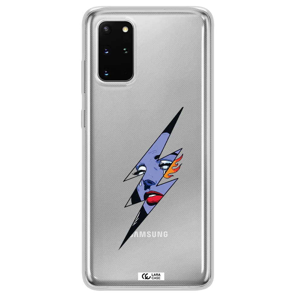 a lightning bolt with a woman's face Samsung S 20 Plus Clear TPU Case