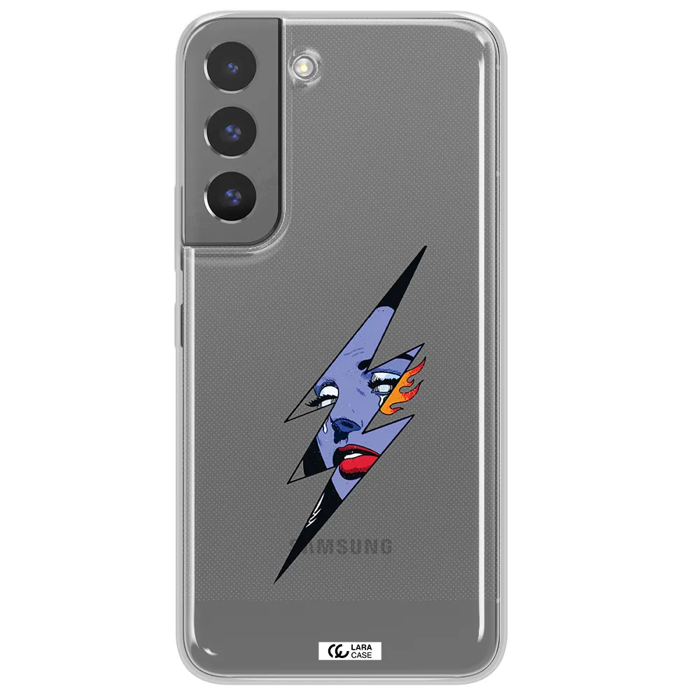 a lightning bolt with a woman's face Samsung S 22 Clear TPU Case