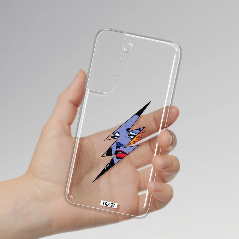 a lightning bolt with a woman's face Samsung S 22 Plus Clear TPU Case