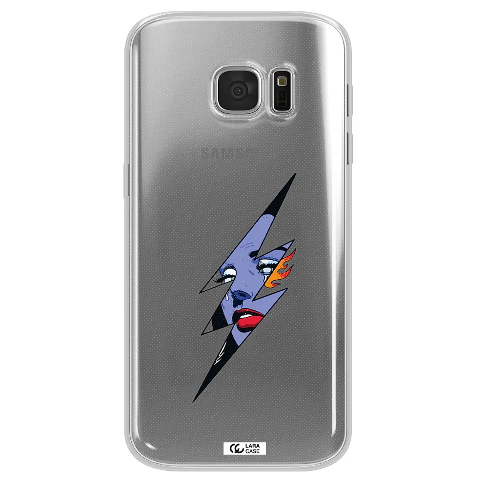 a lightning bolt with a woman's face Samsung S 7 Clear TPU Case