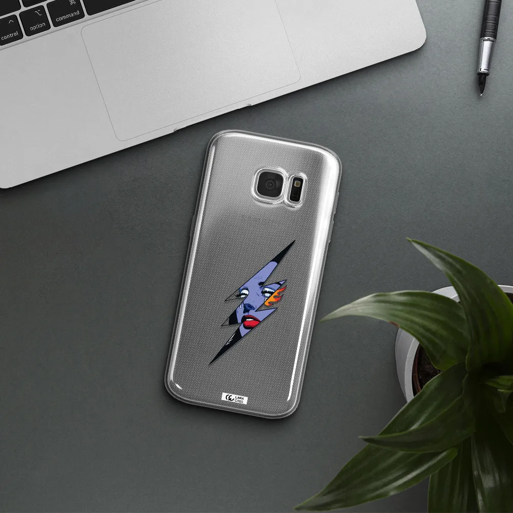 a lightning bolt with a woman's face Samsung S 7 Clear TPU Case