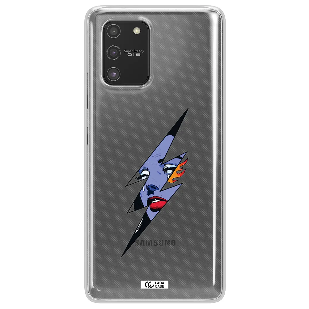 a lightning bolt with a woman's face Samsung S10 Lite Clear TPU Case
