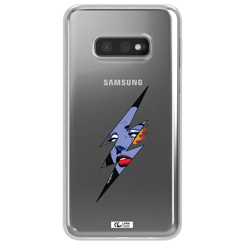 a lightning bolt with a woman's face Samsung S10e Clear TPU Case