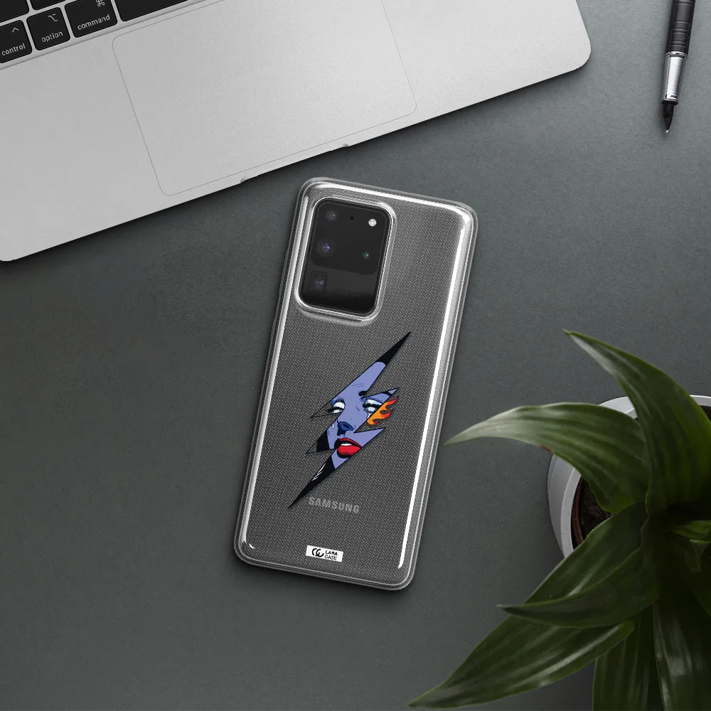 a lightning bolt with a woman's face Samsung S20 Ultra Clear TPU Case