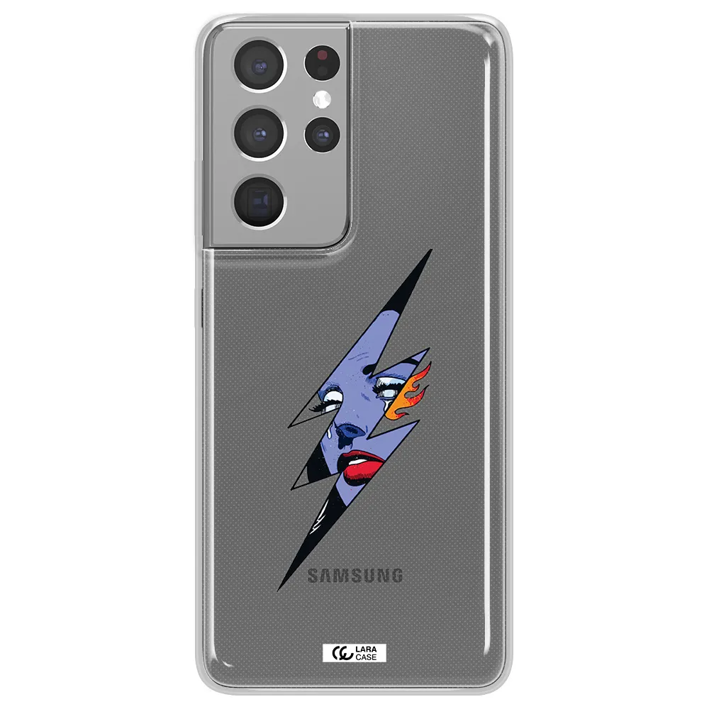 a lightning bolt with a woman's face Samsung S21 Ultra Clear TPU Case