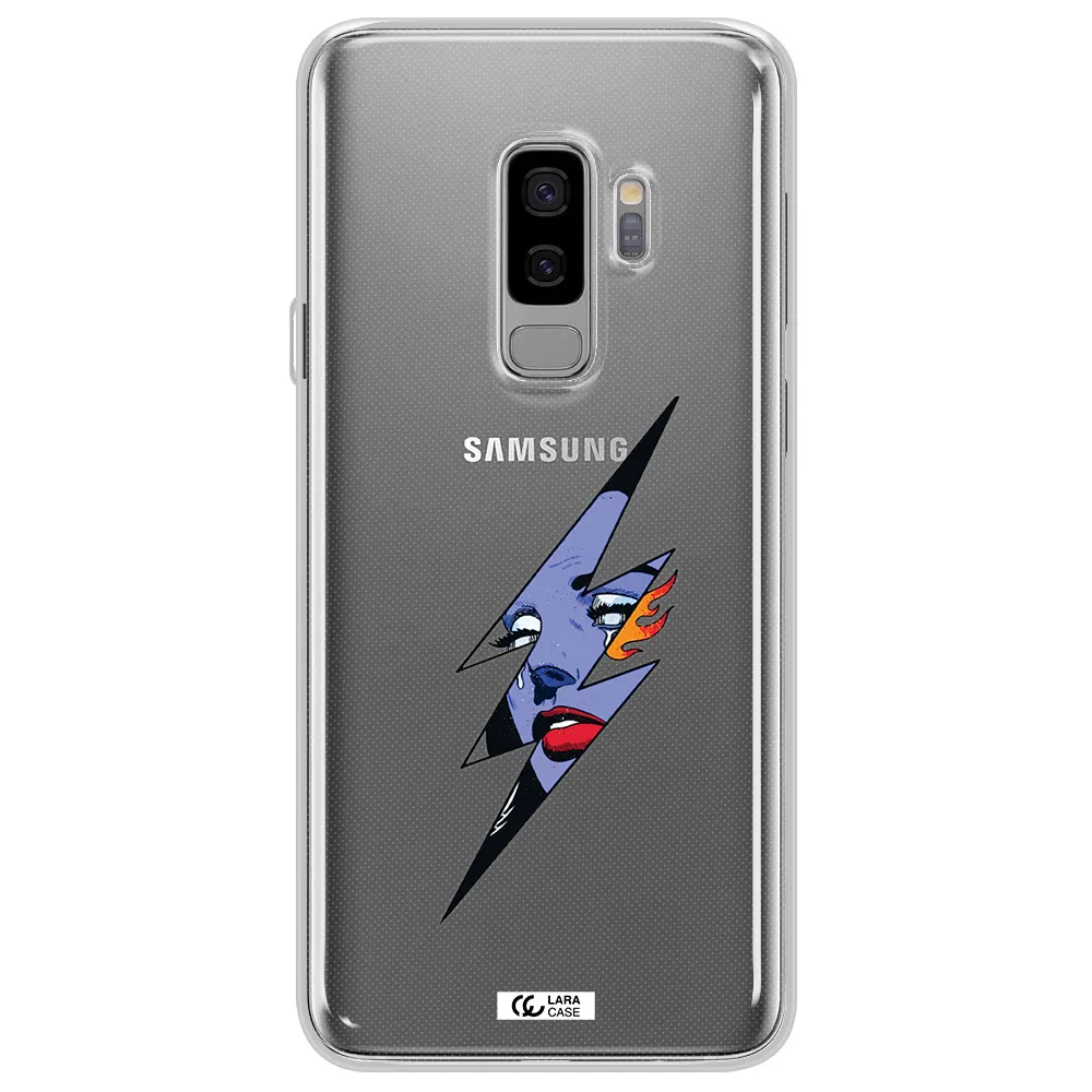 a lightning bolt with a woman's face Samsung S9 Plus Clear TPU Case