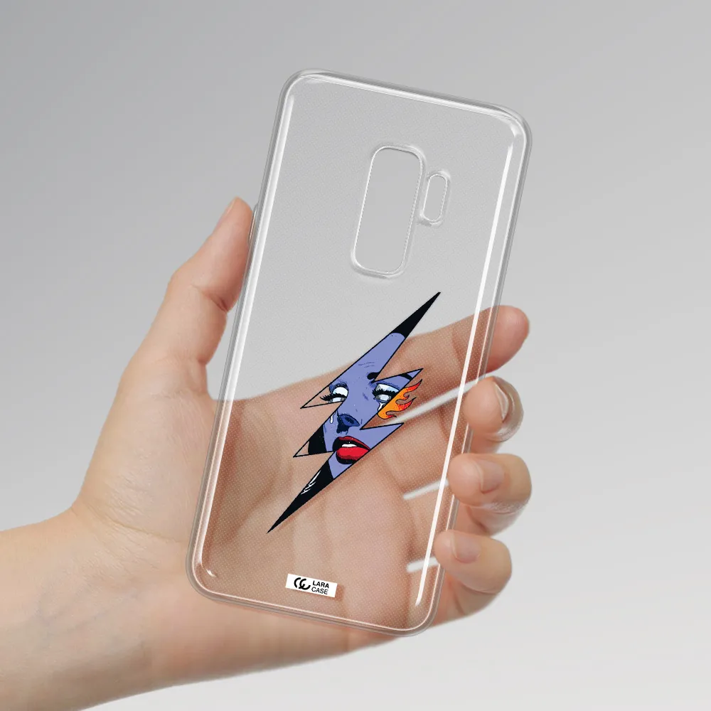 a lightning bolt with a woman's face Samsung S9 Plus Clear TPU Case