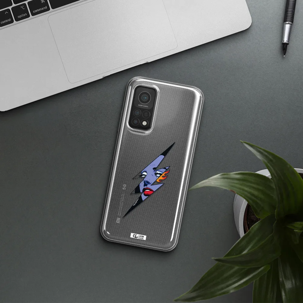a lightning bolt with a woman's face Xiaomi Mi 10T Clear TPU Case