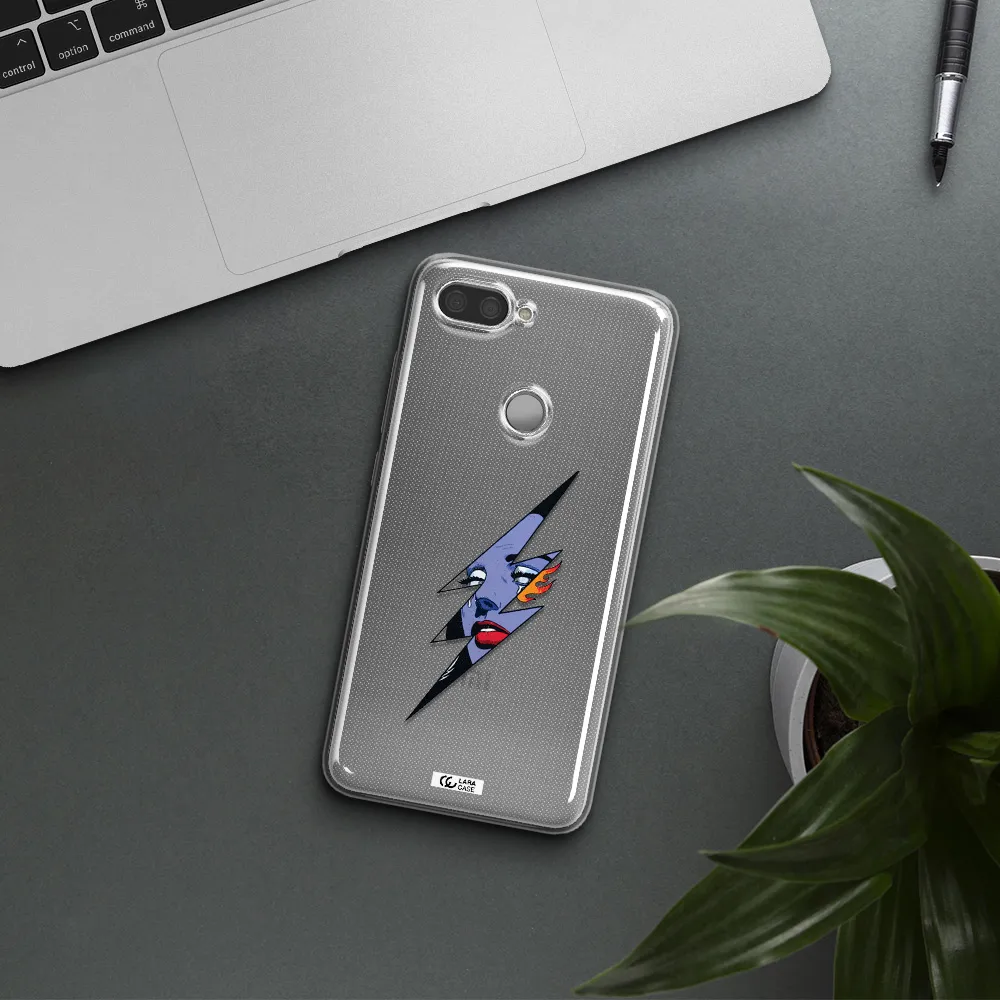 a lightning bolt with a woman's face Xiaomi Mi 8 Lite Clear TPU Case