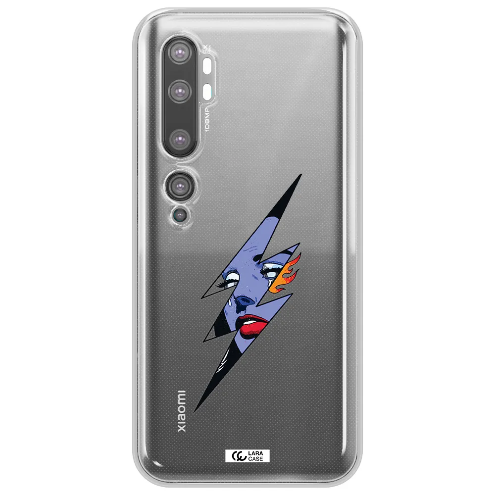 a lightning bolt with a woman's face Xiaomi Mi Note 10 Clear TPU Case