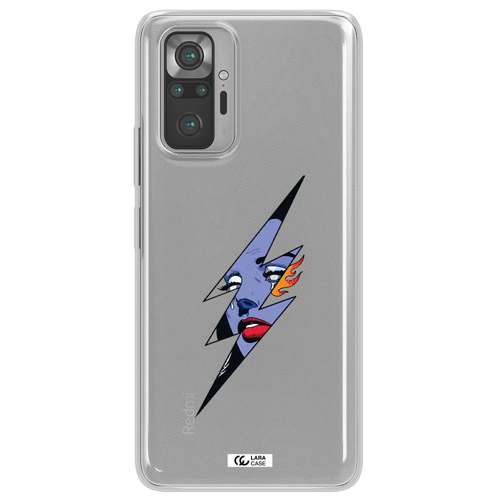 a lightning bolt with a woman's face Xiaomi Note 10 Pro Clear TPU Case