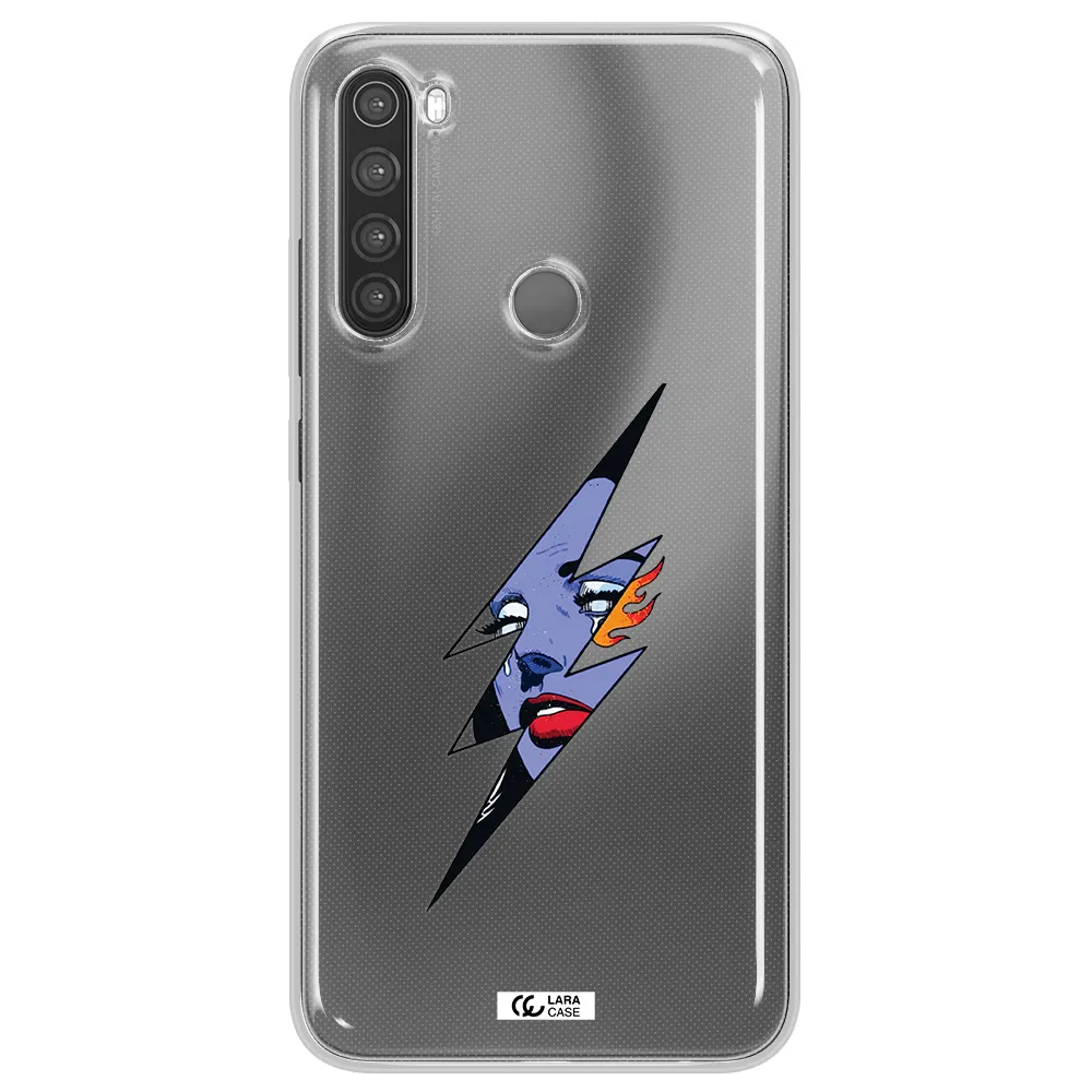 a lightning bolt with a woman's face Xiaomi Note 8 Clear TPU Case