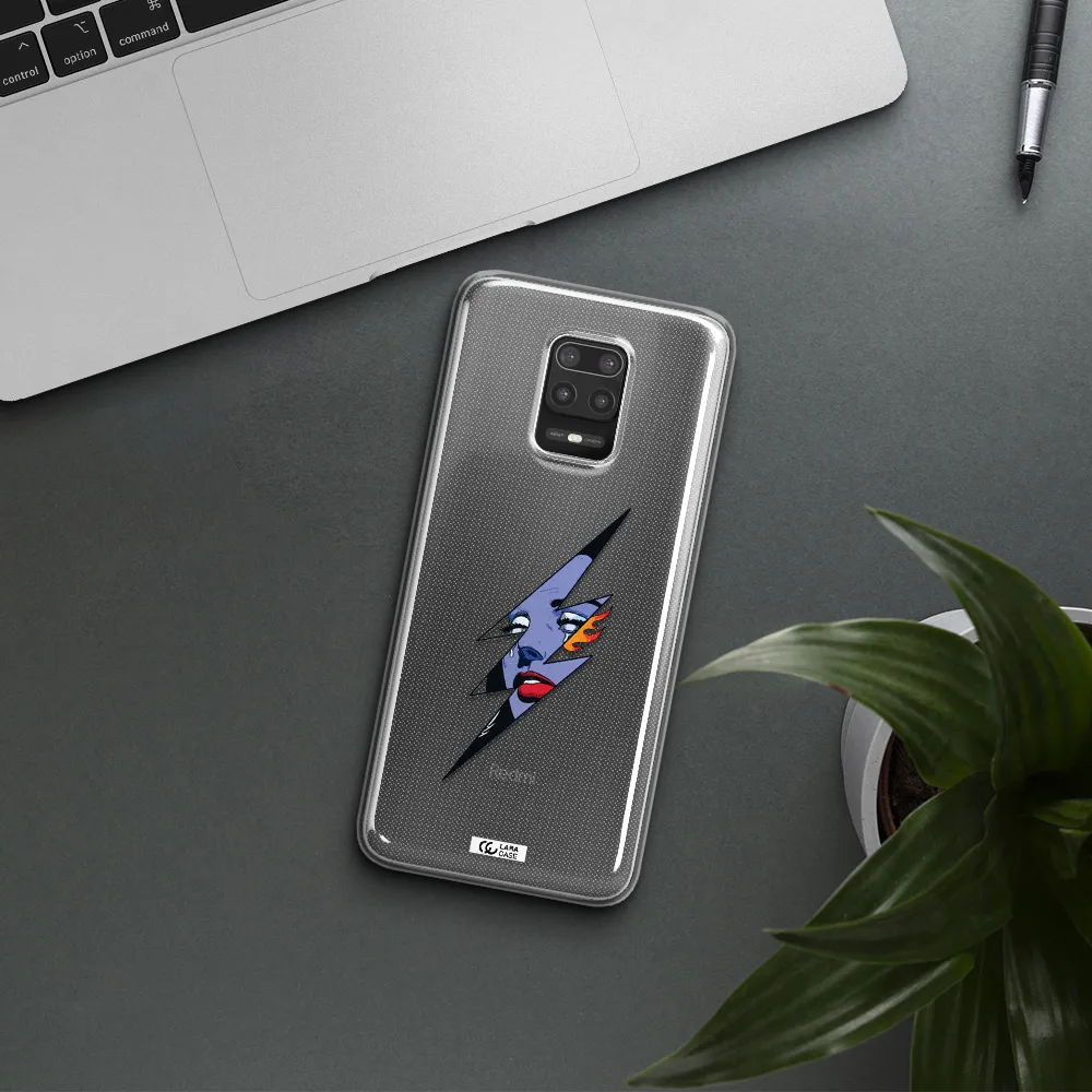 a lightning bolt with a woman's face Xiaomi Note 9S Clear TPU Case