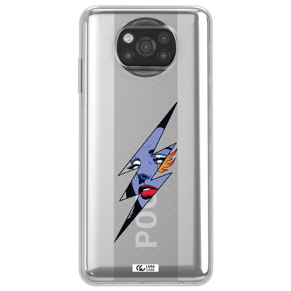 a lightning bolt with a woman's face Xiaomi Poco X3 Clear TPU Case