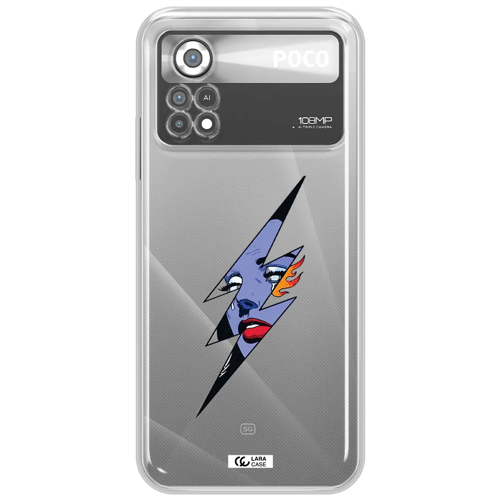 a lightning bolt with a woman's face Xiaomi Poco X4 Pro Clear TPU Case