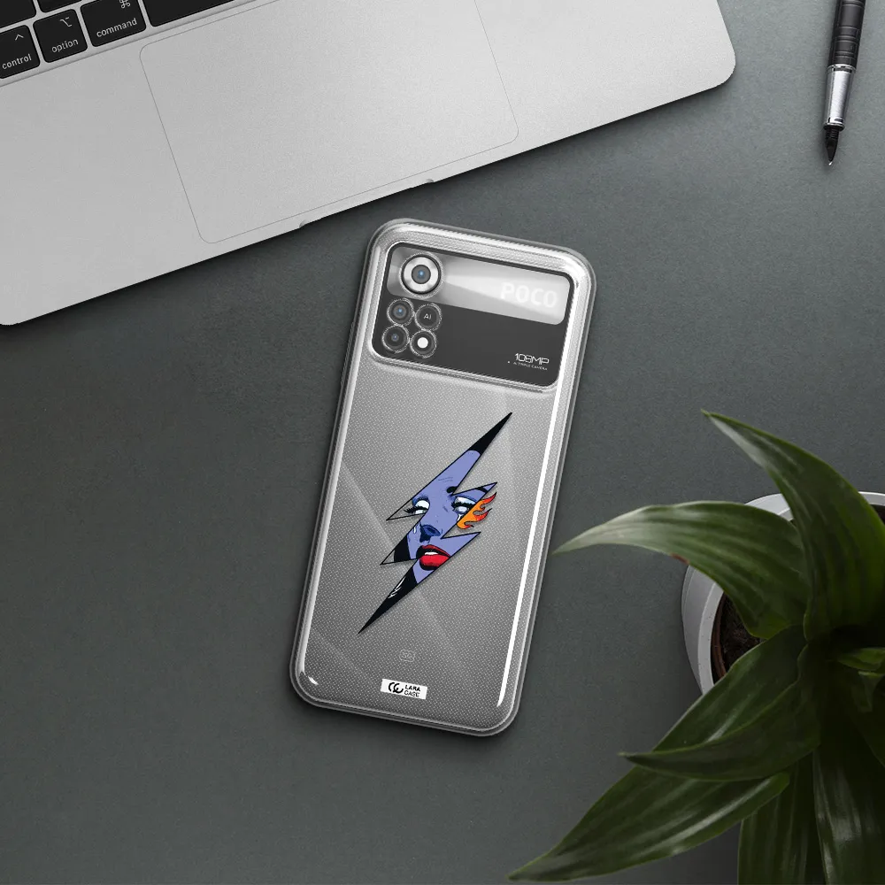 a lightning bolt with a woman's face Xiaomi Poco X4 Pro Clear TPU Case