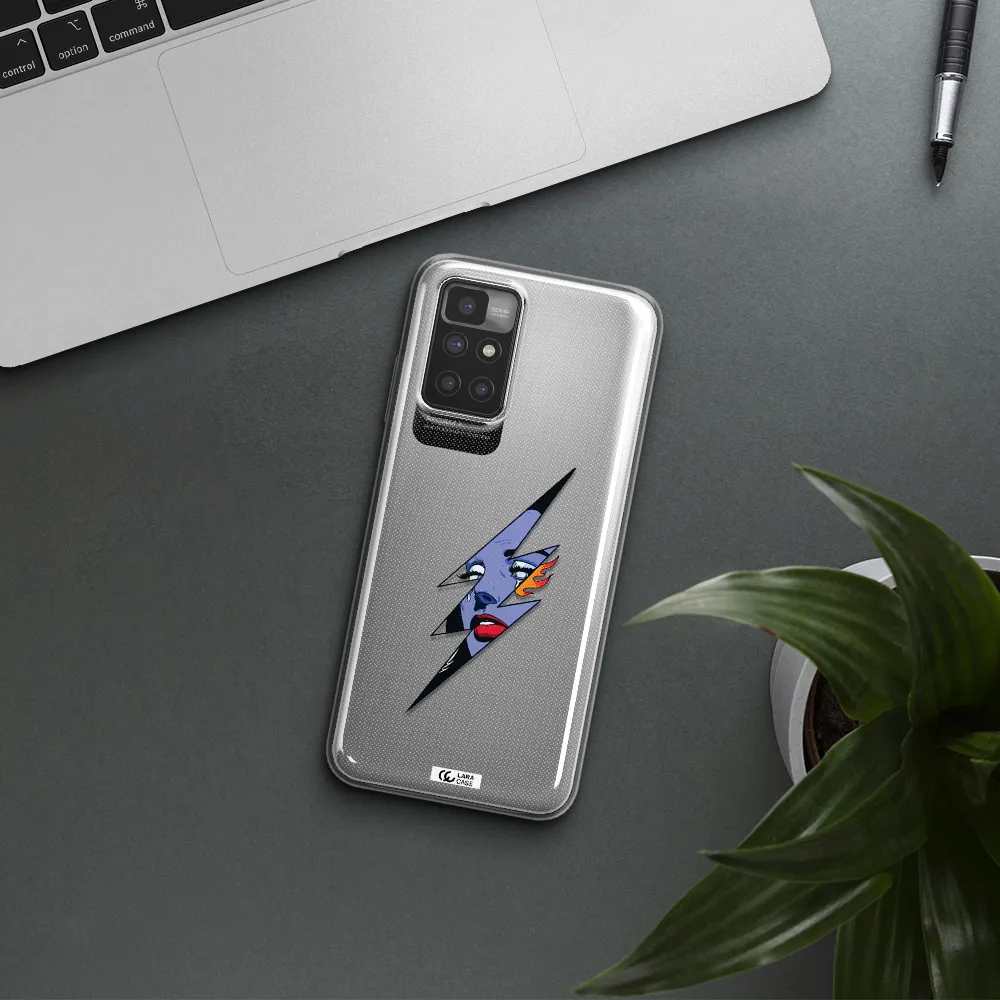 a lightning bolt with a woman's face Xiaomi Redmi 10 Clear TPU Case