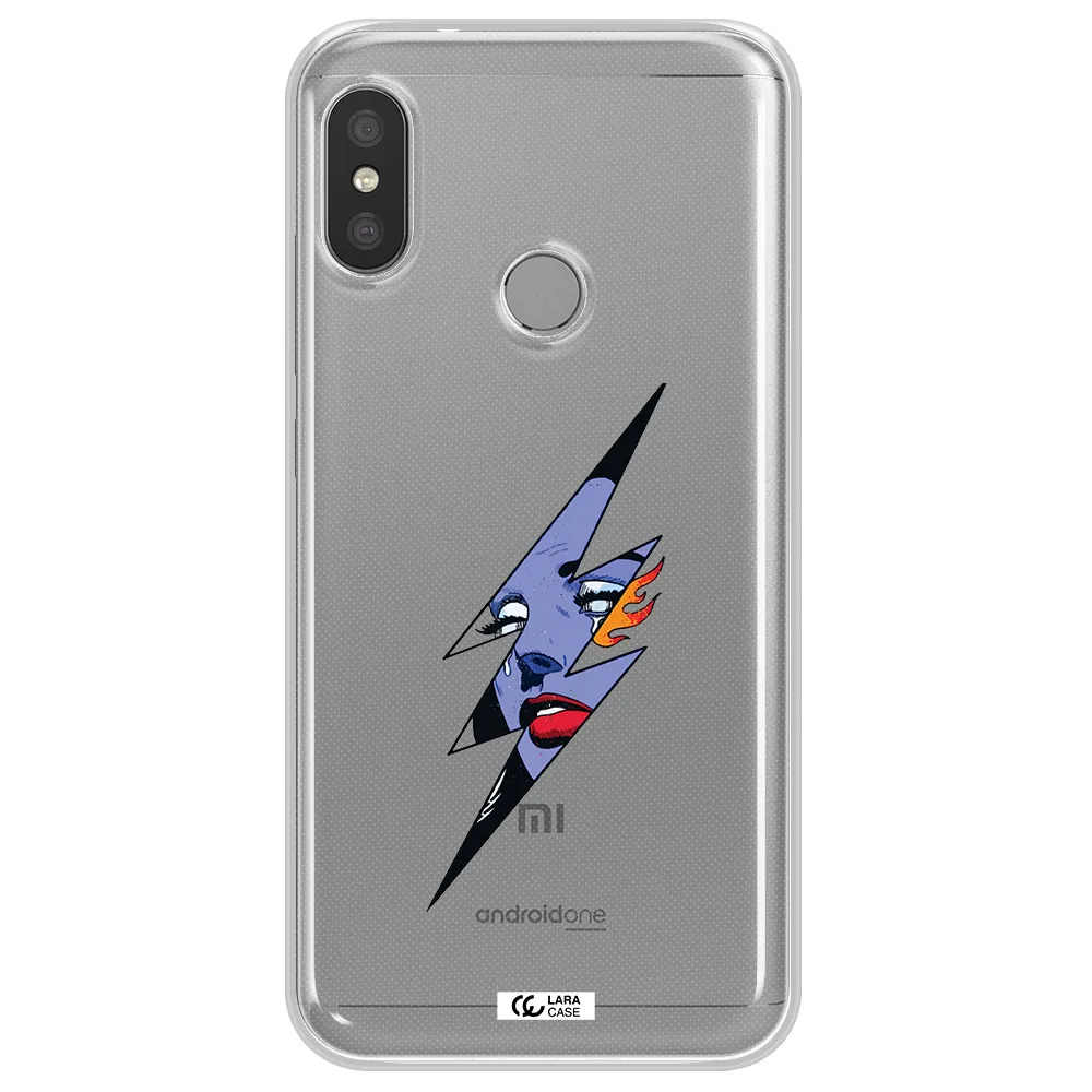 a lightning bolt with a woman's face Xiaomi Redmi 6 Pro Clear TPU Case