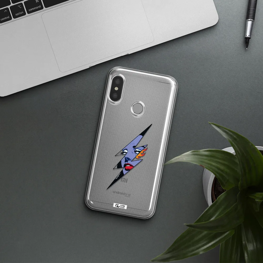 a lightning bolt with a woman's face Xiaomi Redmi 6 Pro Clear TPU Case