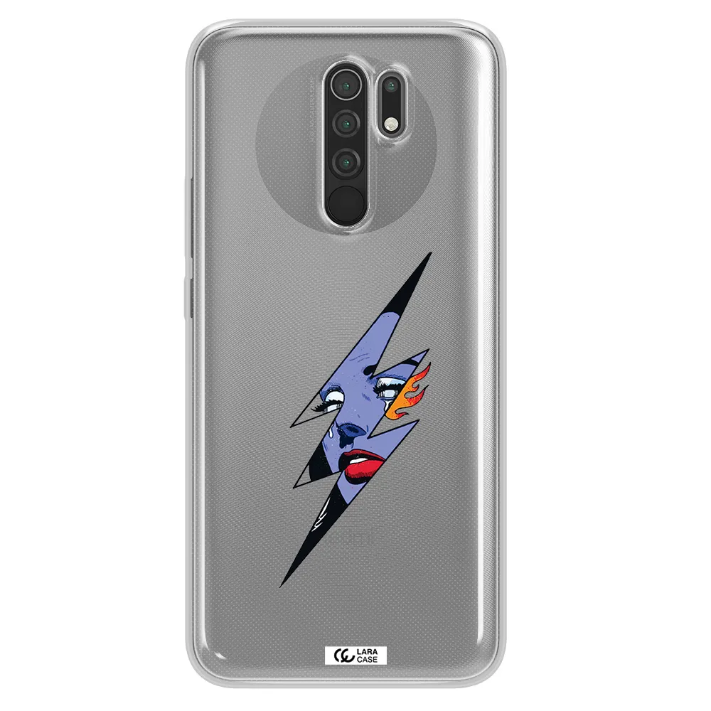 a lightning bolt with a woman's face Xiaomi Redmi 9 Clear TPU Case
