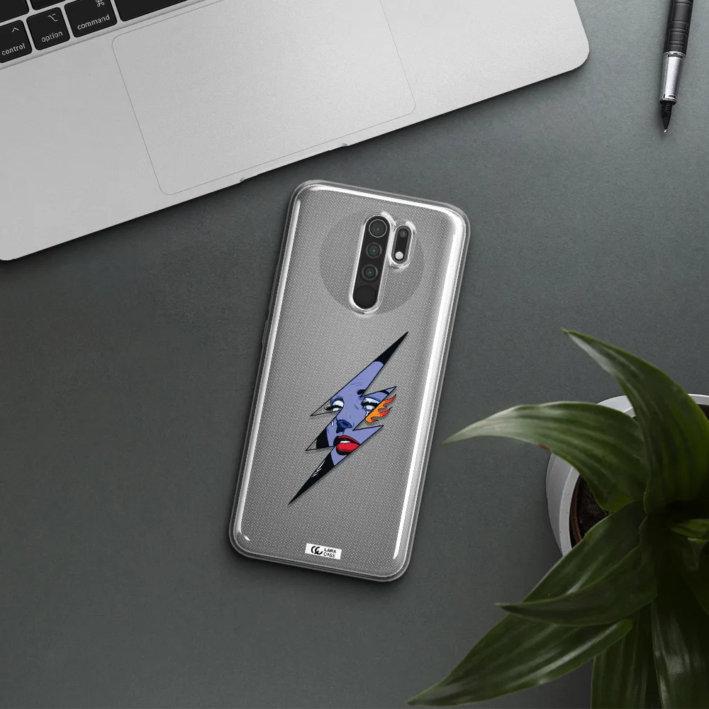 a lightning bolt with a woman's face Xiaomi Redmi 9 Clear TPU Case