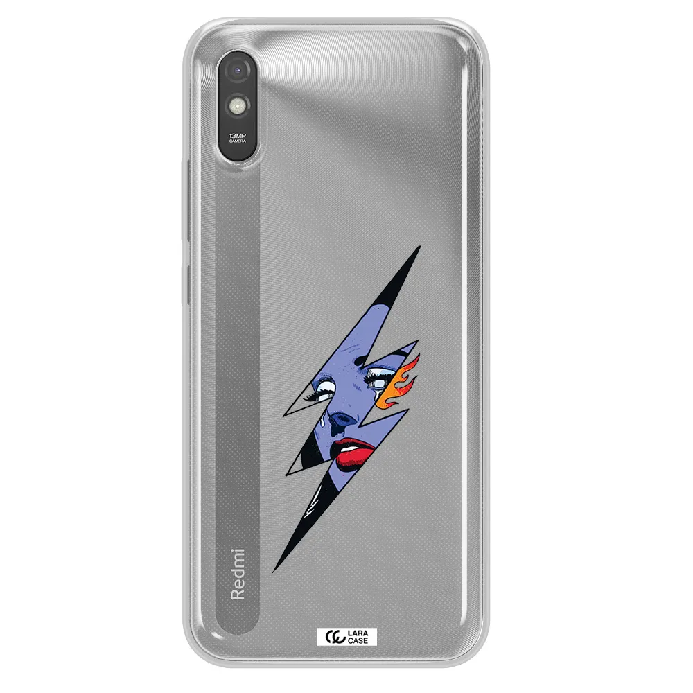 a lightning bolt with a woman's face Xiaomi Redmi 9A Clear TPU Case