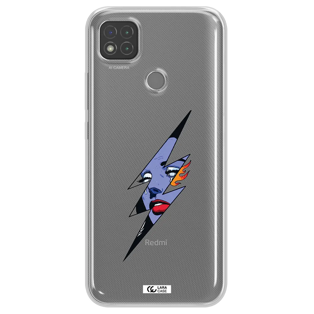 a lightning bolt with a woman's face Xiaomi Redmi 9C Clear TPU Case