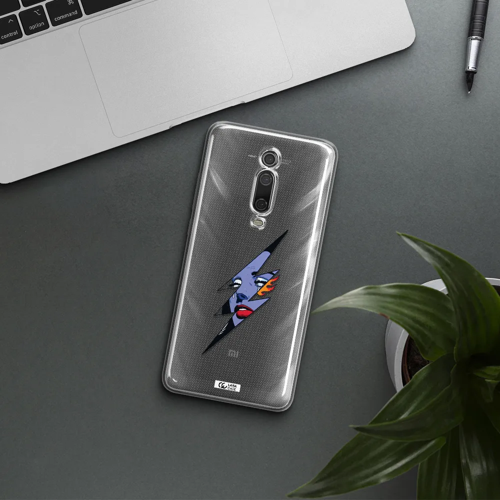 A Lightning Bolt With A Woman's Face Xiaomi Redmi K20 Clear Tpu Case