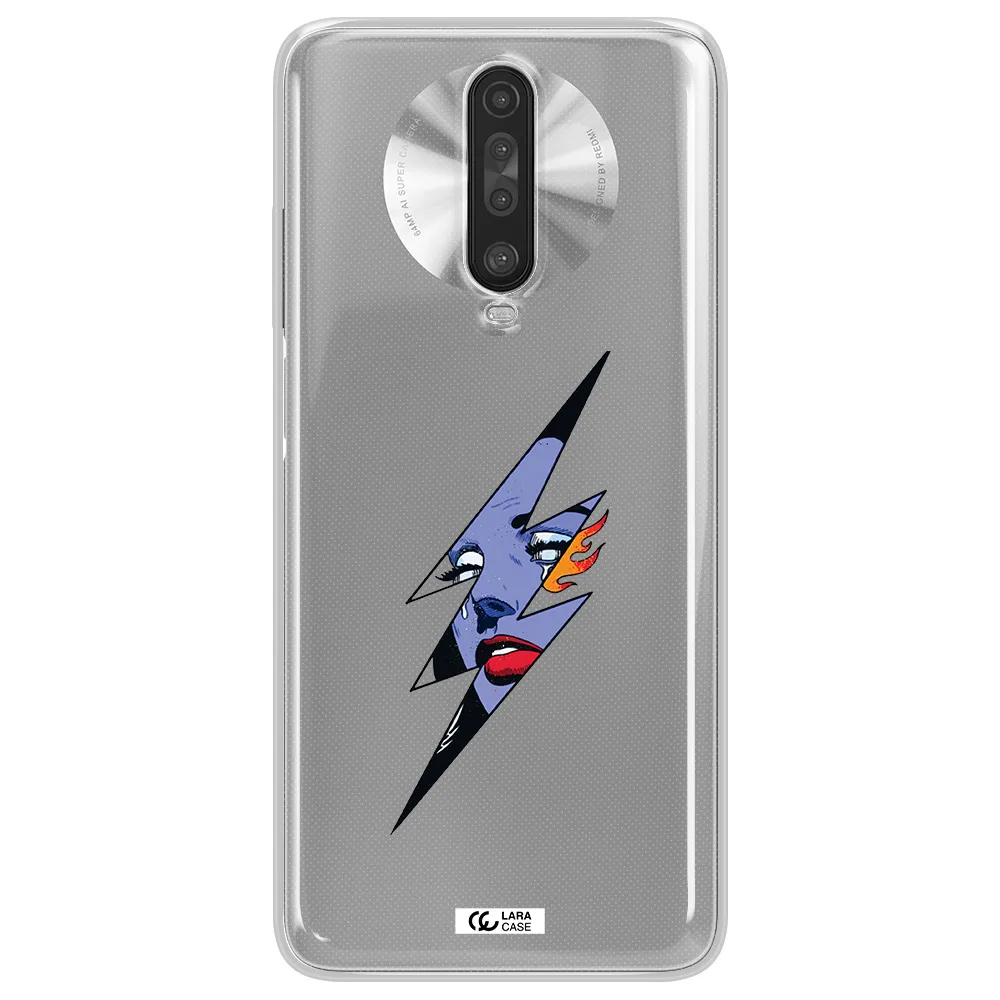 a lightning bolt with a woman's face Xiaomi Redmi K30 Clear TPU Case