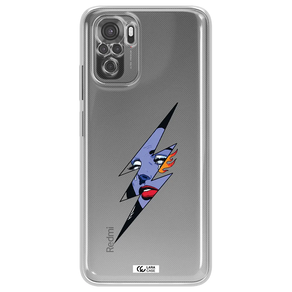 A Lightning Bolt With A Woman's Face Xiaomi Redmi Note 10S Clear Tpu Case