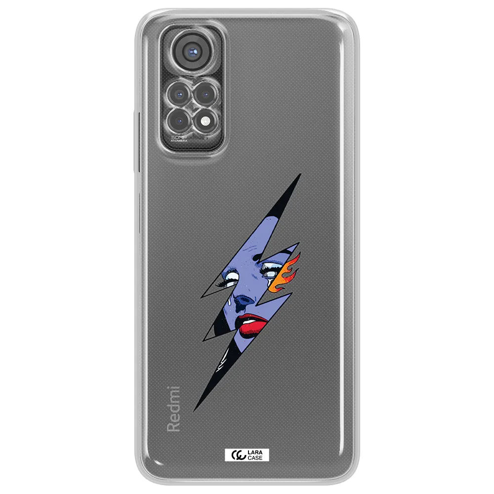 A Lightning Bolt With A Woman's Face Xiaomi Redmi Note 11S Clear Tpu Case