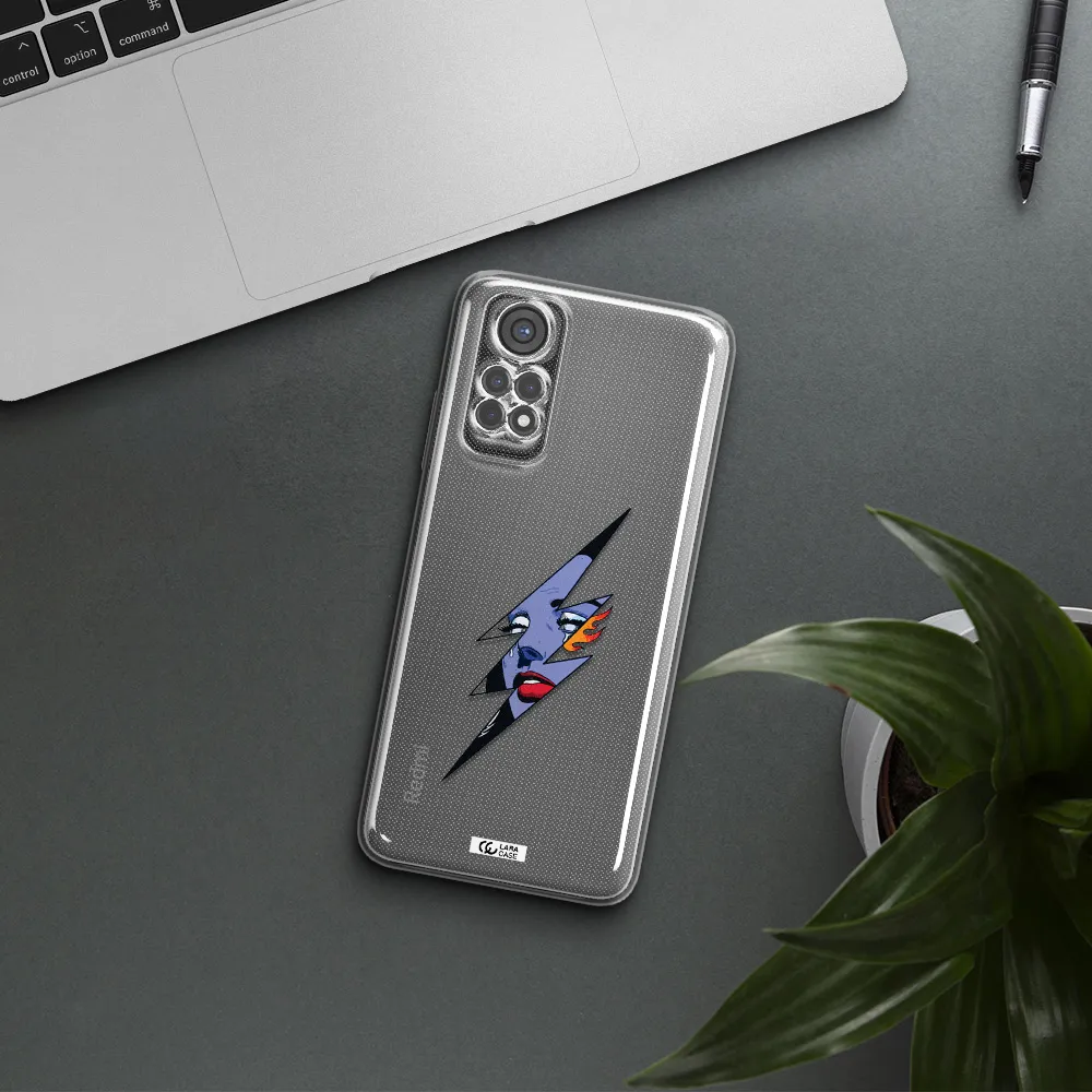 A Lightning Bolt With A Woman's Face Xiaomi Redmi Note 11S Clear Tpu Case