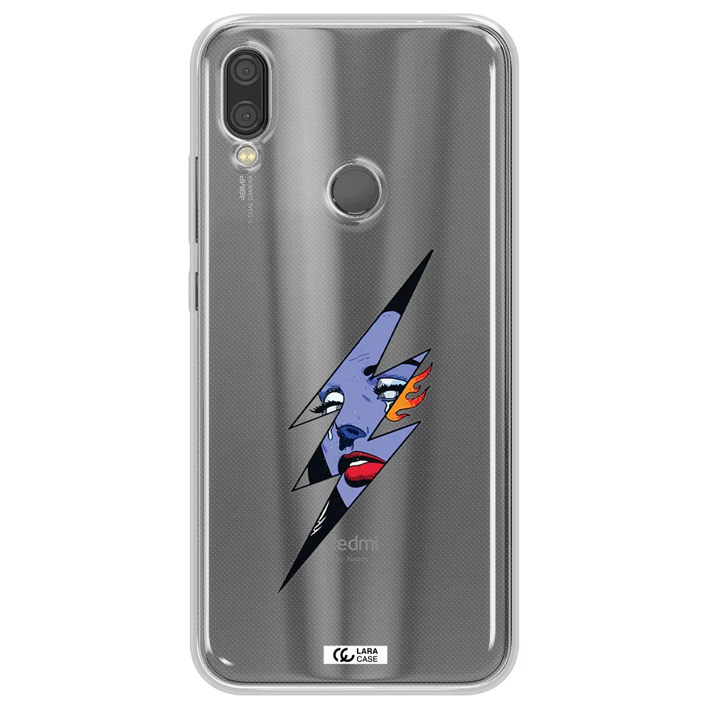a lightning bolt with a woman's face Xiaomi Redmi Note 7 Clear TPU Case