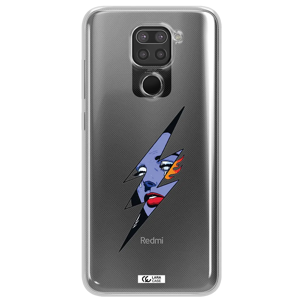a lightning bolt with a woman's face Xiaomi Redmi Note 9 Clear TPU Case