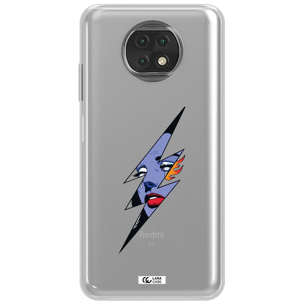 A Lightning Bolt With A Woman's Face Xiaomi Redmi Note 9T Clear Tpu Case