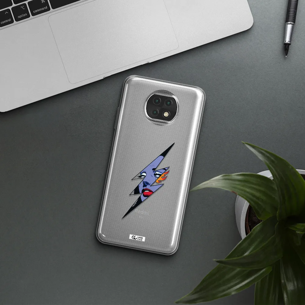 A Lightning Bolt With A Woman's Face Xiaomi Redmi Note 9T Clear Tpu Case