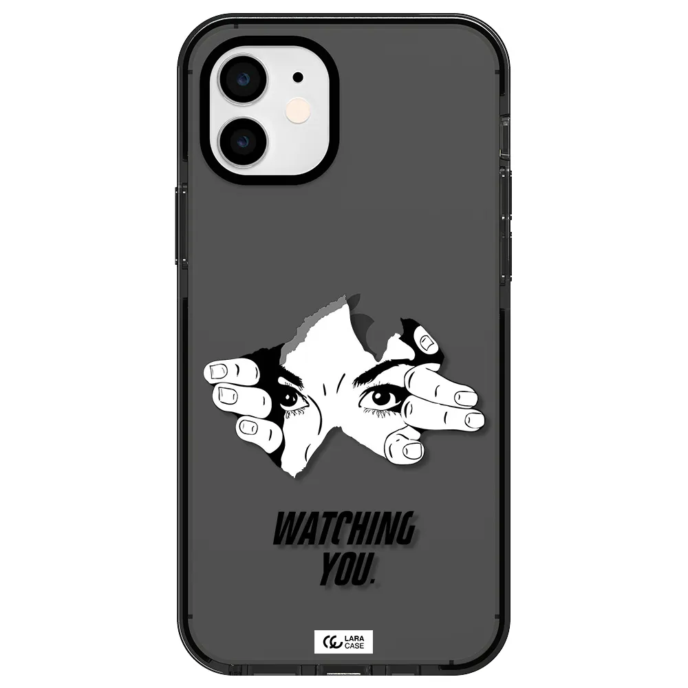 a hand with a hole in the wall Apple iPhone 11 impact Smoke Black Case