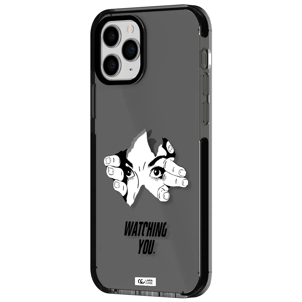 a hand with a hole in the wall Apple iPhone 11 pro impact Smoke Black Case